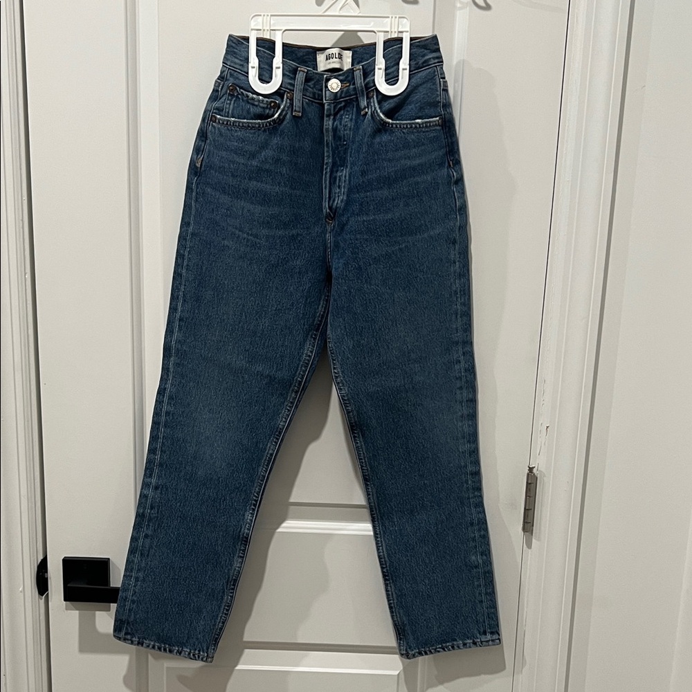 Agolde Dark Blue Riley Slim Straight Women's Jeans, Size 23